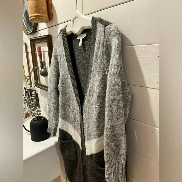 ADDITION  ELLE Gray & White long cardigan size X - Picture 5 of 7